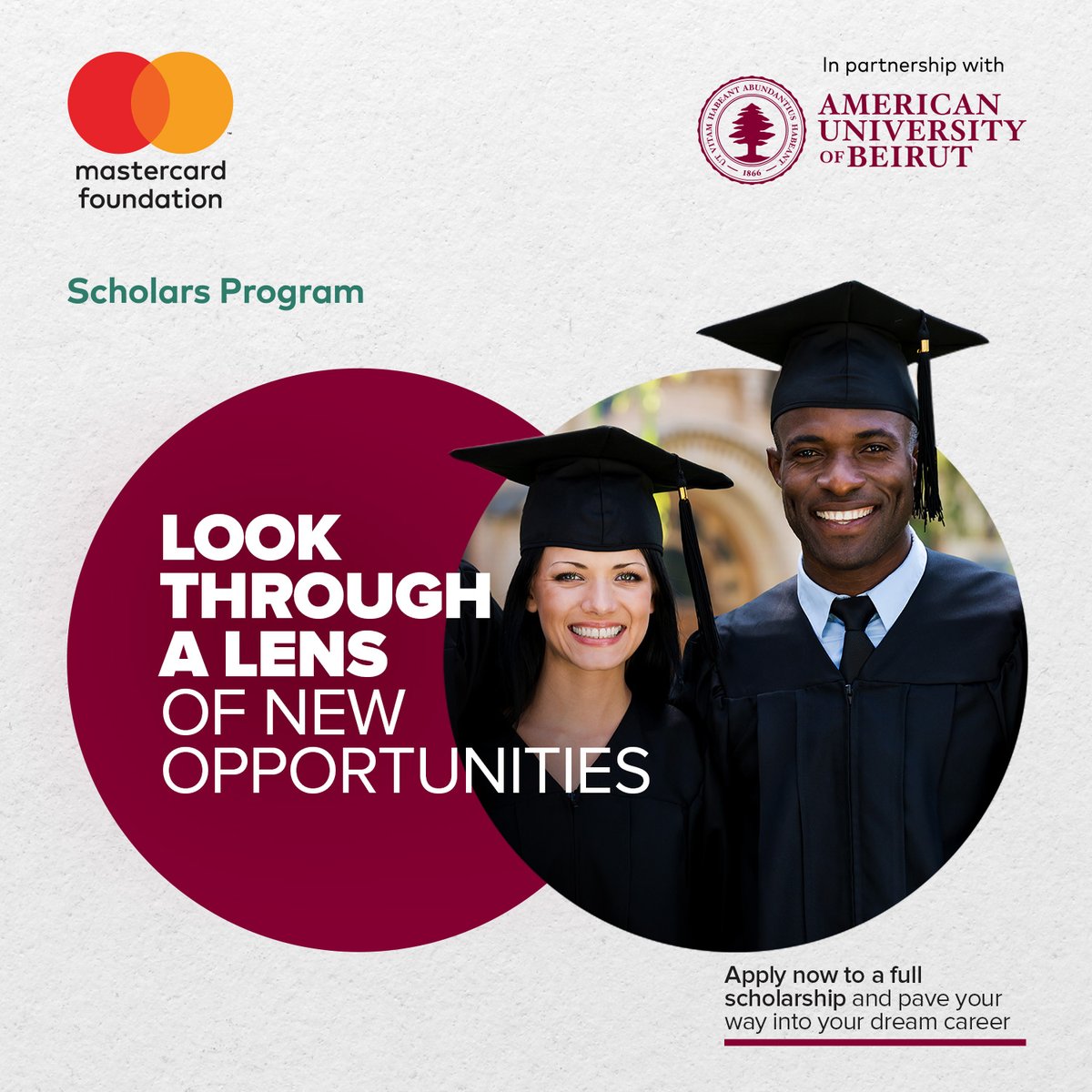 Are you a young leader with a passion for creating positive change in your community? 

Calling Graduate Students! The Mastercard Foundation Scholars Program at the American University of Beirut offers you the opportunity to see the world from #ANewPerspective.