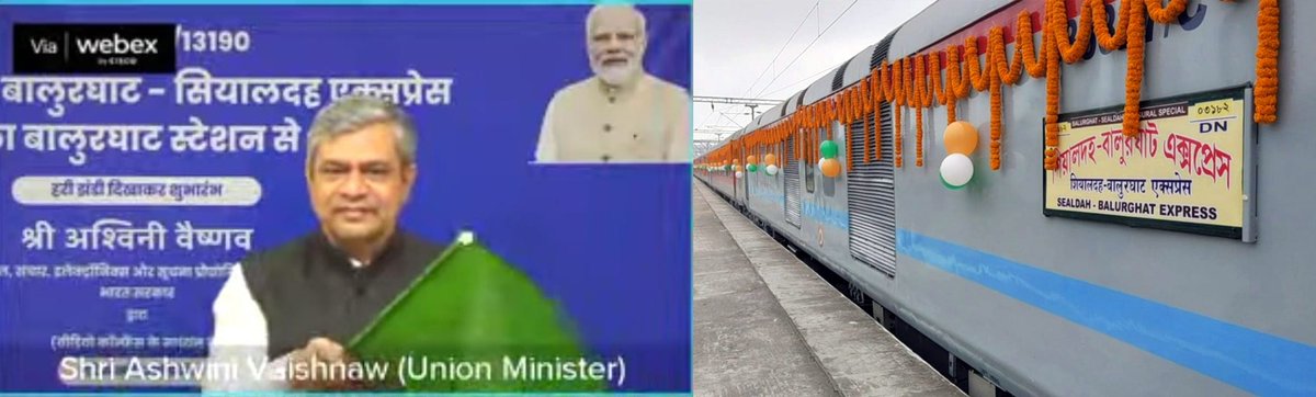 RailAnalysis's tweet photo. Hon’ble Minister Shri Ashwini Vaishnaw #flagsoff New Balurghat-#SealdahExpress to enhance #railconnectivity in North Bengal
Read more...https://t.co/Fdl11NU7pB
#easternrailway #indianrailways #railway #infrastructure #stations #balurghatrailwaystation #project https://t.co/0y9QKNeojL