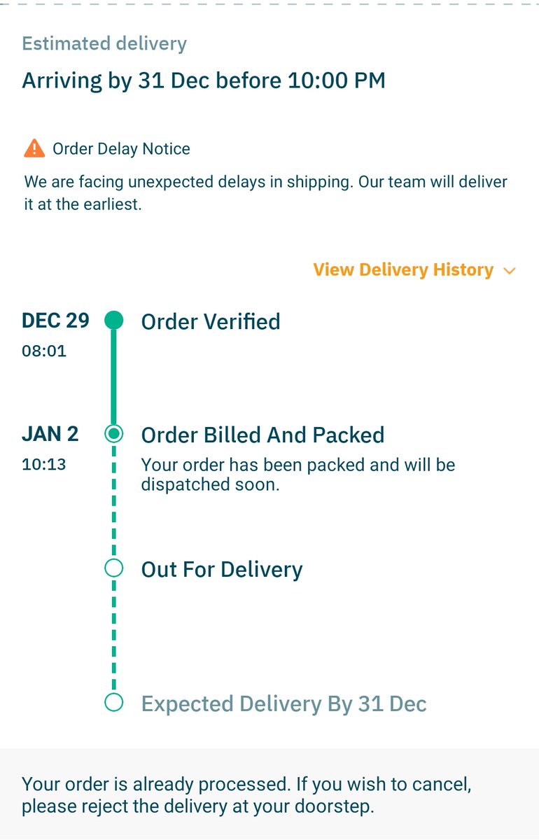 I have ordered medicine on 28th dec online from @ApolloPharmacy, and it was supposed to get delivered on 29th got extended to 30, then 31, then after that that there is no delivery update and I am still waiting for medicine, every day when I call they'll just assure for delivery