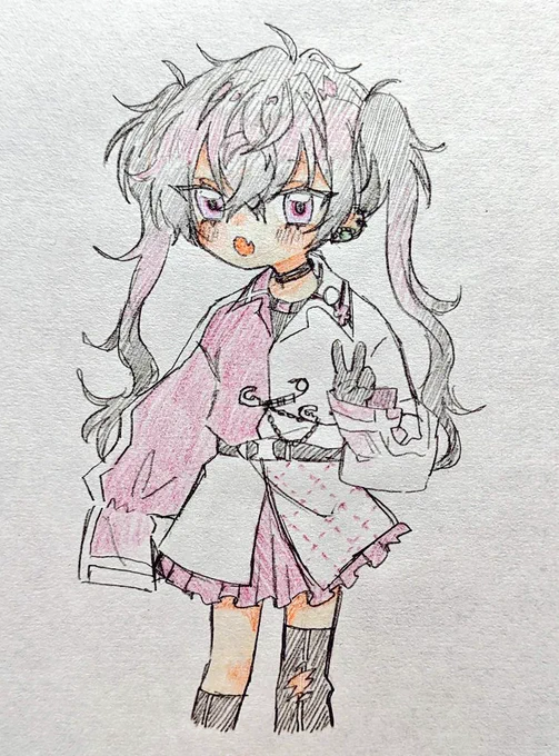 純粋な7歳児(ロリ)の横で描いたTSロリです……なんというか……背徳感…………(???)  #さいきニブンノイチ