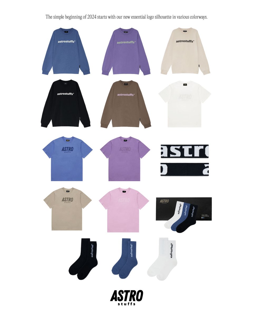 Astrostuffs_TH's tweet photo. The simple beginning of 2024 starts with our new essential logo silhouette in various colorways.

Available 05.01.24 at 11 AM (GMT+7)  via https://t.co/OhwtjXtPyR and LINE SHOPPING

#THESIMPLECOLLECTION
#makeitsimple
#astrostuffs https://t.co/OxilaK2kbH