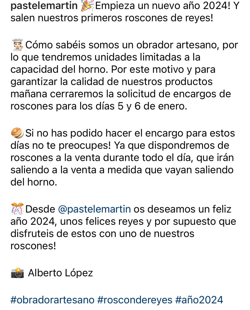Saliendo nuestros primeros roscones de reyes de este año 2024! Atento al comunicado sobre encargos en la última imagen!