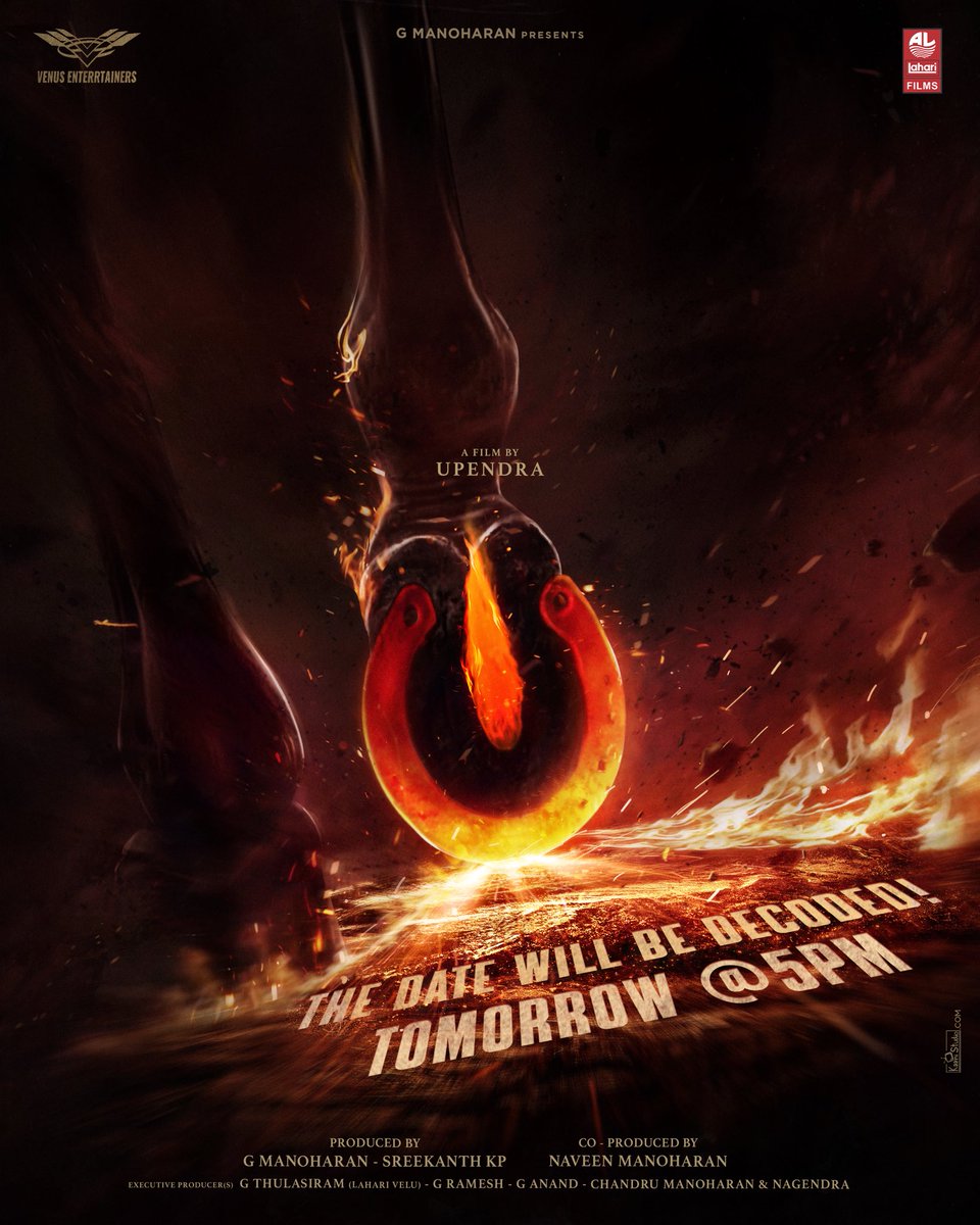 nimmaupendra's tweet photo. Is The Date Decoded..? The anticipation is building!

Tomorrow, at the magical hour of 5 PM, witness the unveiling of the secret date.

#UITheMovieFirstLook #UppiDirects #GManoharan @Laharifilm @enterrtainers @kp_sreekanth #naveenmanoharan @AJANEESHB @shivakumarart @Reeshmananaiah @LahariMusic