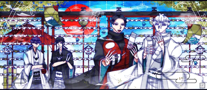 #E_A_T_3初詣に来ている四人を描きました 