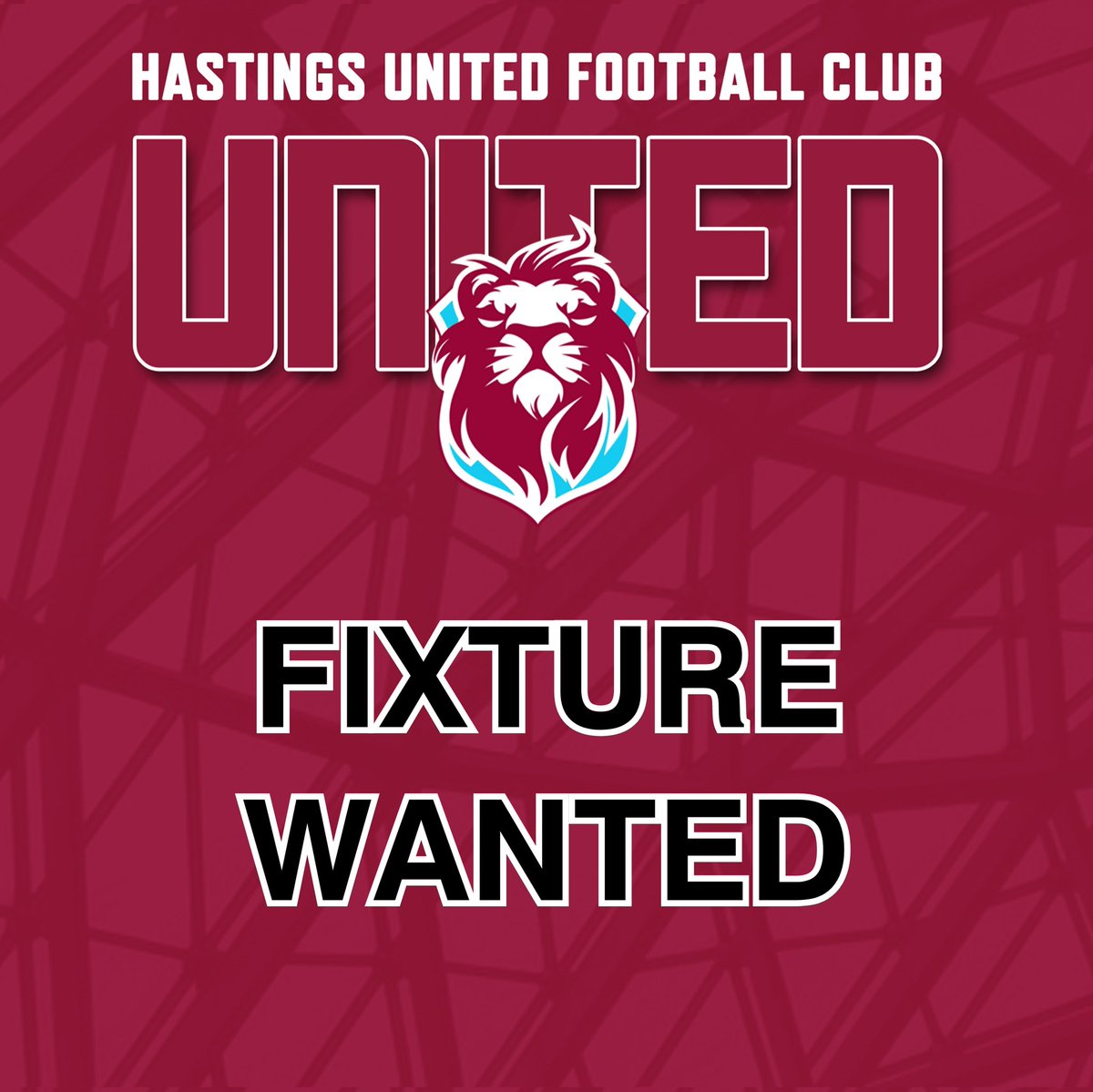 hastingsufc's tweet photo. 𝗙𝗜𝗫𝗧𝗨𝗥𝗘 𝗪𝗔𝗡𝗧𝗘𝗗

We are looking for midweek U23 / U21 Fixtures.

We are happy to travel

Please contact club@hastingsunited.com 

#COYU
#FixturesWanted
#HUFC https://t.co/P0Ky5QDbOu
