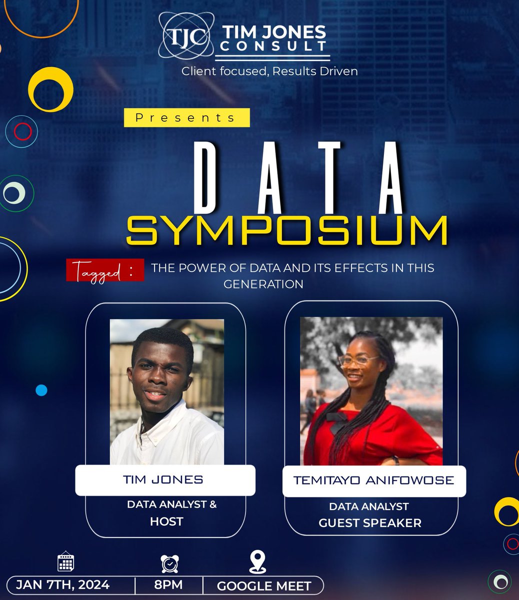 Data Fam!!
A Data symposium hosted by @timi_jaykeyz would be happening on Sunday, 7th of January 2024 where I would be sharing my insight on the effect and power of data in this generation as well as my experience thus far.
To register;
forms.gle/TpZkK8KgVELBwr…
Thank you ❤️