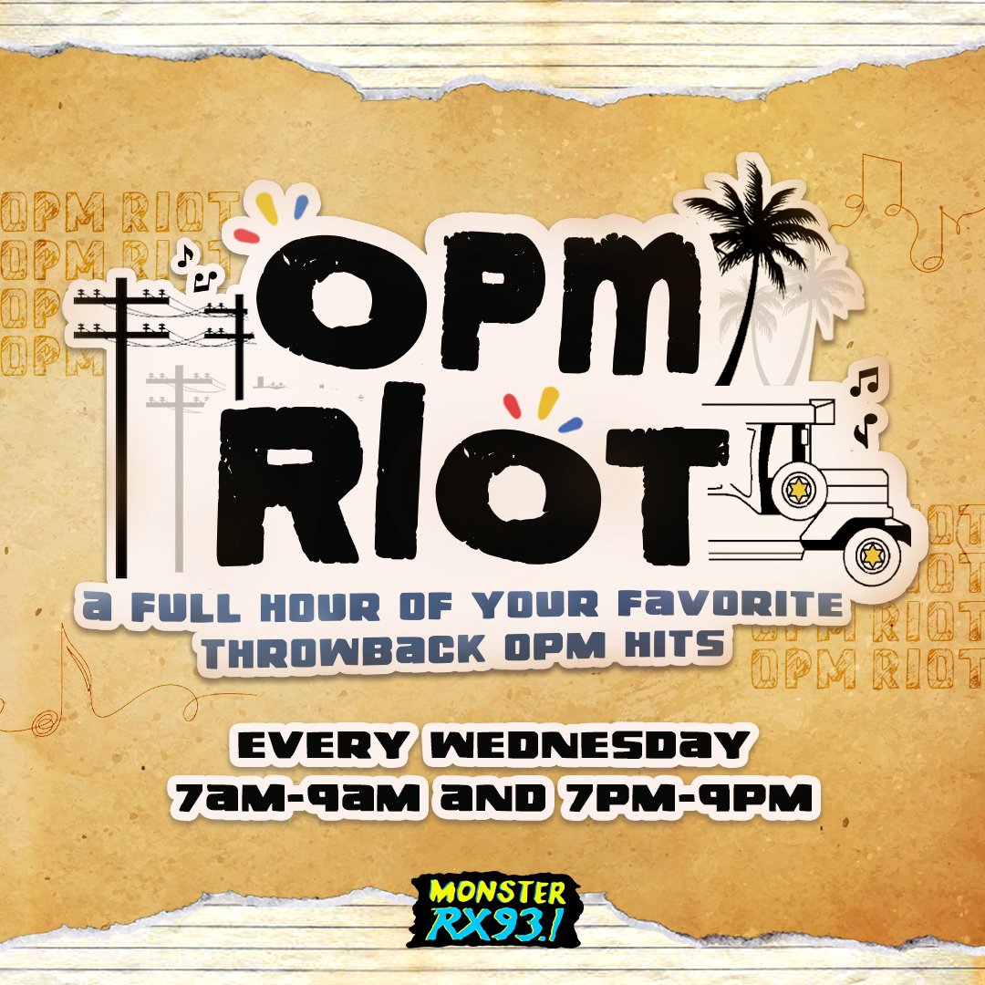 Missing the days of singing along to your favorite #throwback OPM bands and artists from the 2000s to early 2010s? 🇵🇭 We got you! Starting this year, #OPMRiot will be on repeat every #RiotWednesday from 7-9AM and once again at 7-9PM! 🎵 #RX931 #IAmAMonster
