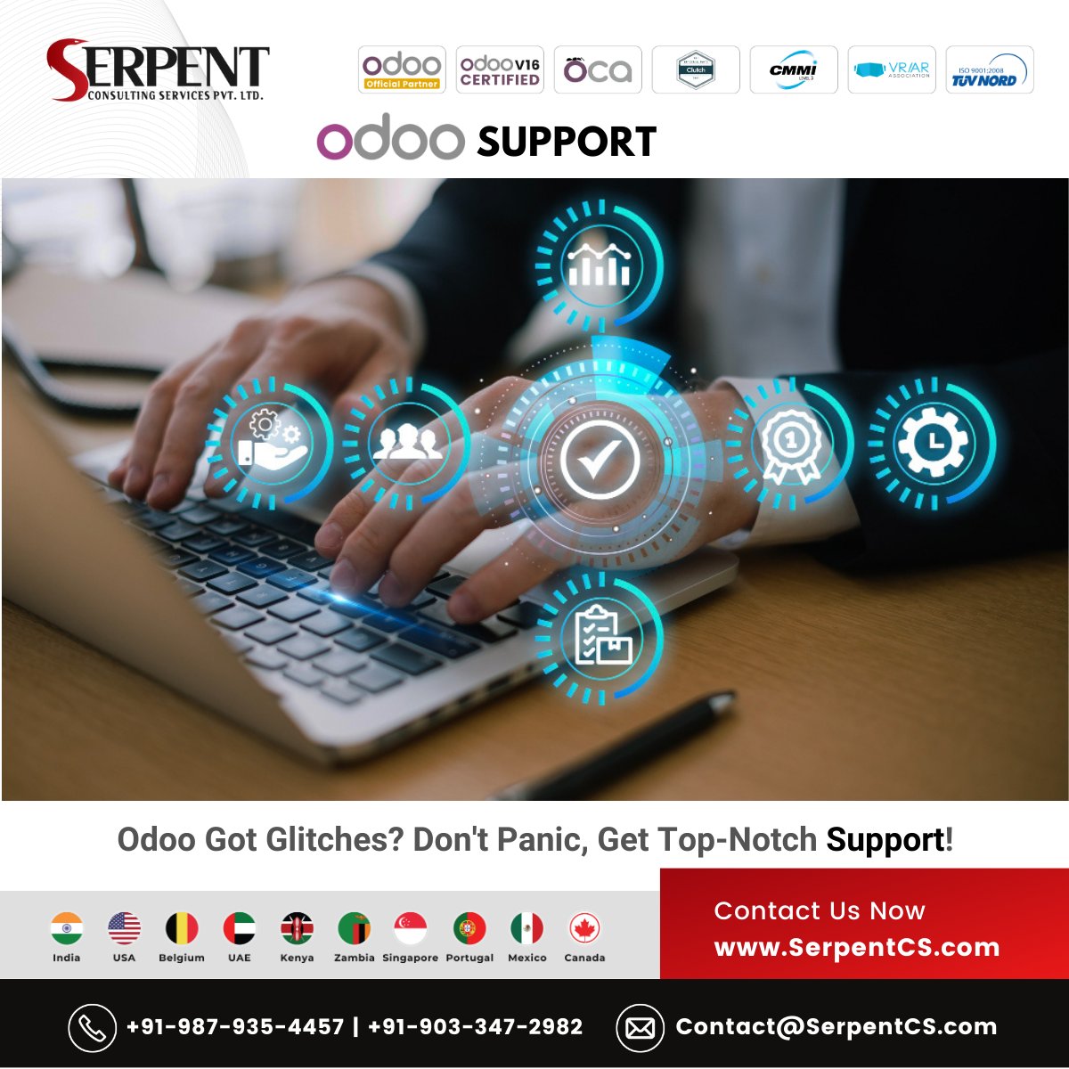 Serpent_CS's tweet image. Facing #OdooImplementation issues or realtime erp challenges? Our expert support team is your rescue squad! Whether it&apos;s #bugfixing, module #customization, or workflow optimization, we&apos;ve got your back. 

💡Get your custom #supportpackage:
bit.ly/services-odoo-…

#OdooServices