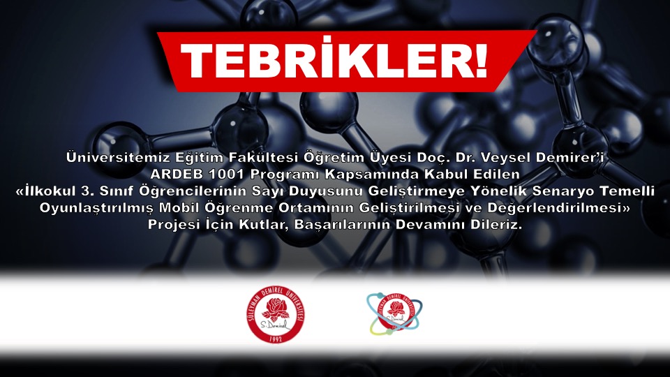 TÜBİTAK ARDEB 1001- Bilimsel ve Teknolojik Araştırma Projelerini Desteleme Programı kapsamında projesi kabul edilen Doç. Dr. Veysel Demirer Hocamızı tebrik ediyoruz <a href="/vdemirer/">Veysel Demirer</a>