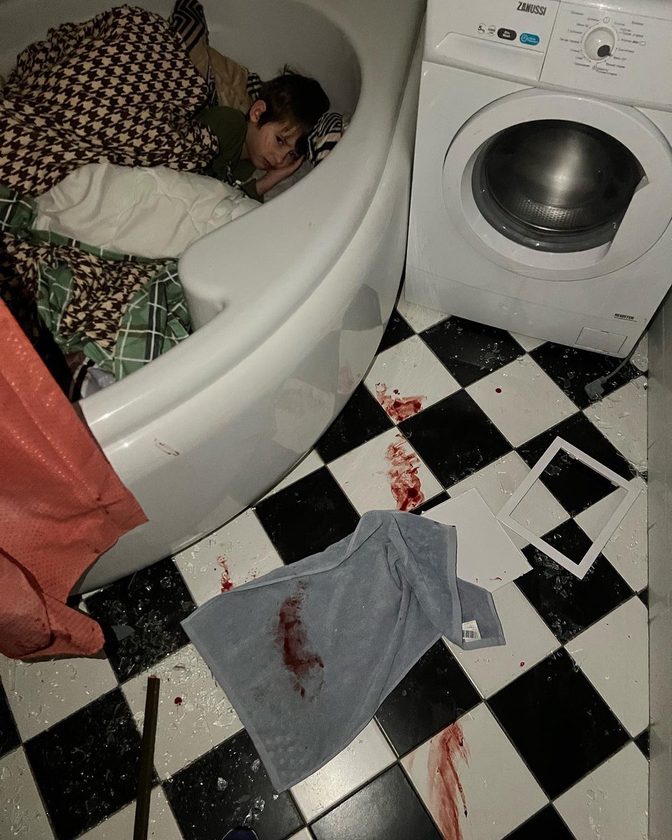 The aftermath of the Russian attack on civilians in #Kharkiv.

"We are alive. Managed to protect the child. I want to thank the emergency responders for their quick arrival to help. Faces cut by glass, glass shards removed from legs," the author of the photo writes on her