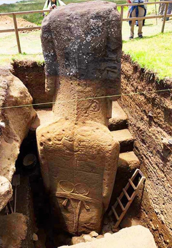 The Easter Island statues have bodies