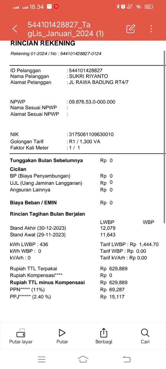 astrid_dewayani's tweet photo. @pln_123 mohon di tindak lanjuti. Meteran saya per hari ini tanggal 2 januari sebanyak 11986. Tapi saya cek pembayaran 12079. Itu selisihnya 93kwh loh min. Itu sangat besar 93kwh x 1444,7 total Rp.134.357. Berikut sy lampirkan

#plnkorupsi #pengaduanpln #pln #plnindonesia https://t.co/O1TeiumME2
