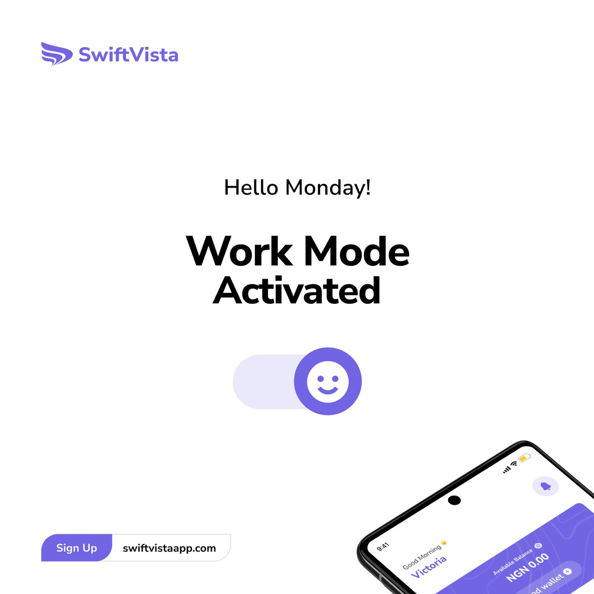 swiftvistaNG's tweet image. Ready to tackle Monday! Let's get to work and make things happen. 💼💪 #MondayMotivation #WorkMode