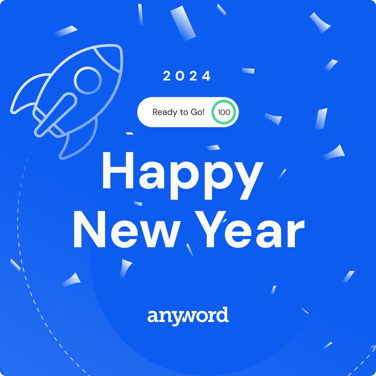 Happy New Year! 🥂 🎉 Wishing you all a 2024 filled with growth, learning, and opportunities. And may it be a year where AI is the catalyst for increased creativity and business results! 
 Anyword.com #newyear2024 #growthopportunities #AI