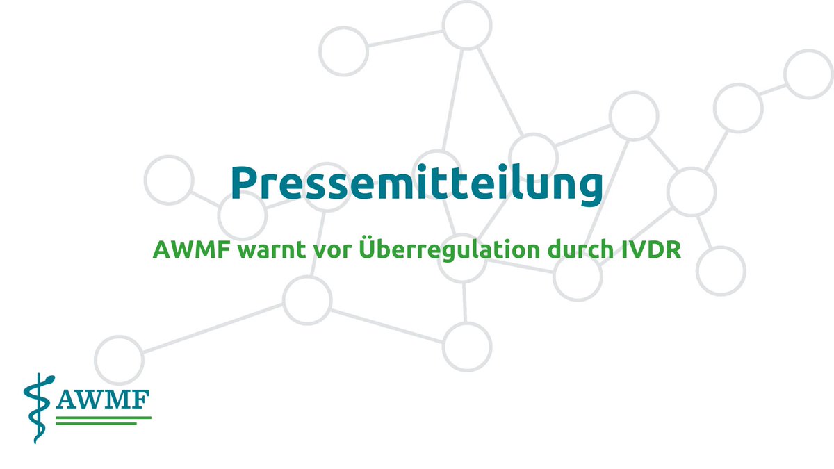 Die Verordnung über In-vitro-Diagnostika (IVDR) regelt das Inverkehrbringen von #invitro-Diagnostika sowie deren Zubehör in der #EU. Die Ad-hoc-Kommission In-vitro-Diagnostik der @AWMF_eV warnt vor einer Überregulation durch die IVDR. Zur Pressemitteilung: t1p.de/kvz6w