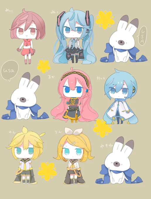 クリプトンズ+ユキネさん揃ったアクリルミニブロックにします(微修正はこれから) 