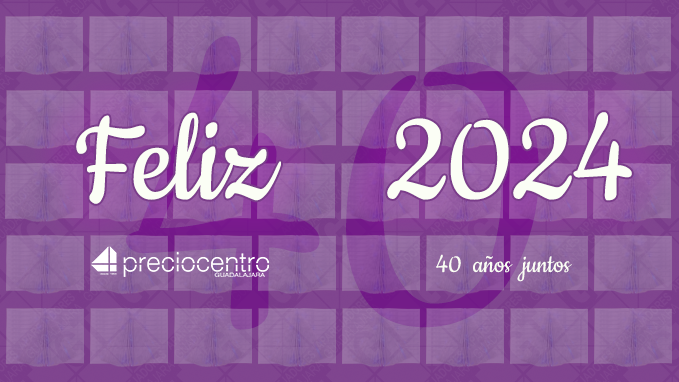 Comenzamos 2024, año de nuestro 40º aniversario, deseando a nuestros clientes y empresas colaboradoras un Feliz y Próspero Año Nuevo.

Desde PRECIO CENTRO haremos todo lo posible para ayudaros en conseguir vuestros objetivos y expectativas.

¡Muchas gracias por vuestra confianza!