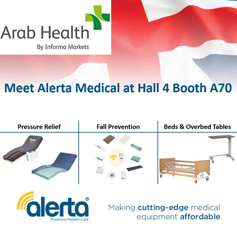 AlertaMedical's tweet photo. @AlertaMedical look forward to meeting you at Arab Health in Dubai 29th January – 1st February.

Alerta Medical are a world leader in the design &amp; UK manufacture of innovative active pressure relief foam &amp; air products &amp; fall prevention.

Meet @AlertaMedical at Hall 4 Booth A70. https://t.co/QWlQN2bM1Q
