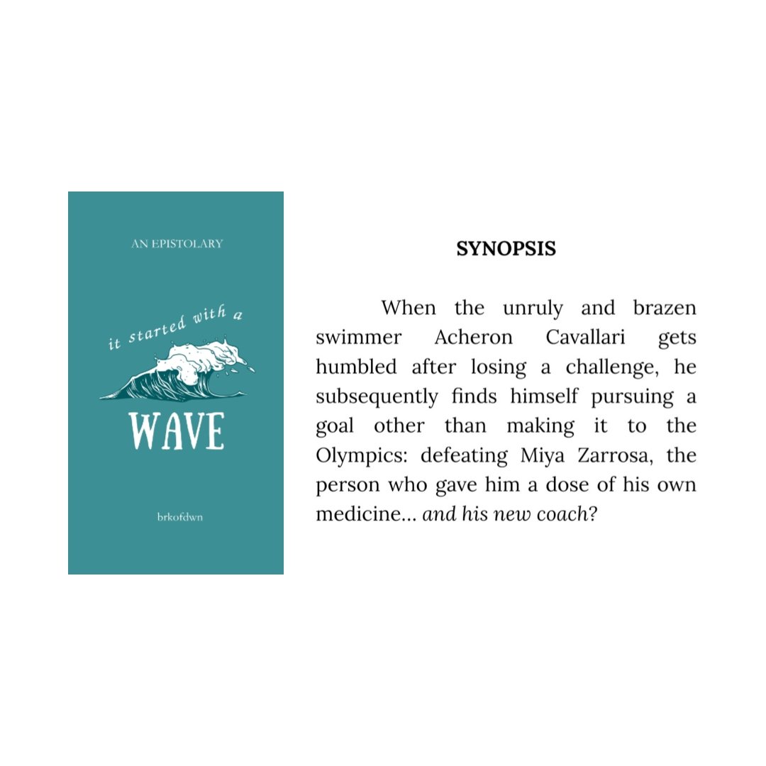brkofdwn's tweet photo. IT STARTED WITH A WAVE

📳 epistolary
🏊‍♂️ assistant coach × student-athlete
💥 rivals to lovers

read here: https://t.co/tzKdyfhS9L

#ISWAWwp https://t.co/BEGOsgwH6B