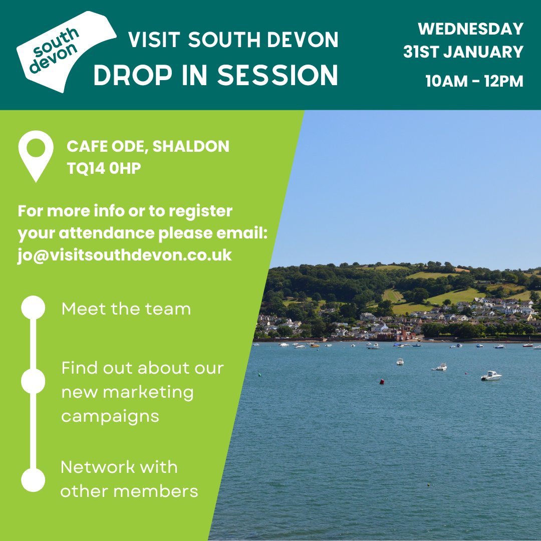 Come and meet the team to see how we can help support your tourism or hospitality business!
@UKHospKate @SouthWest660 #supportlocal #tourism #hospitality #southdevon