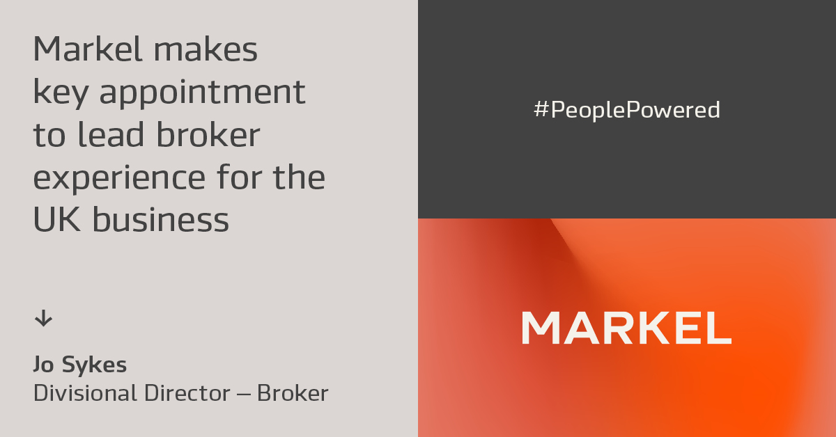 We’re delighted to announce that Markel has appointed Jo Sykes as divisional director for our UK broker channel. Read more about Syke’s appointment here: lnkd.in/ejapShiN #PeoplePowered #WeAreMarkel