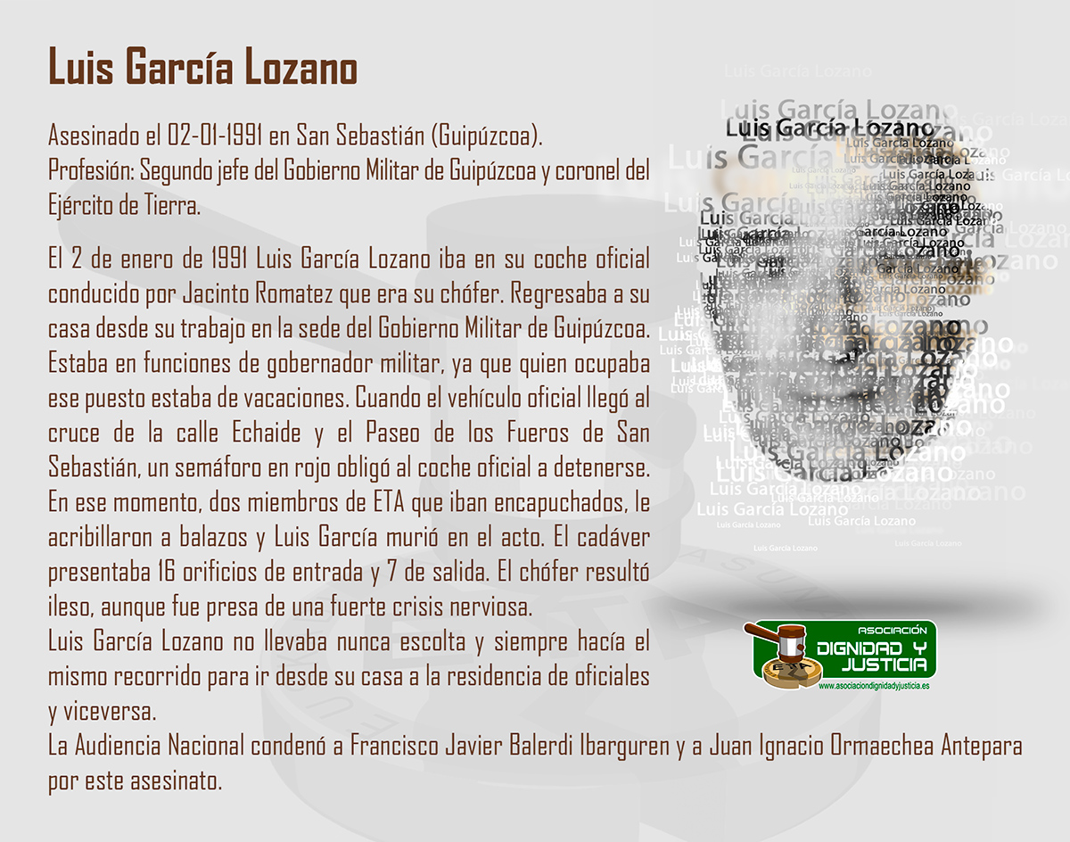 Hoy en nuestro recuerdo están Francisco Berlanga Robles, José María Herrera Hernández y Luis García Lozano, asesinados por ETA un 02 de enero.