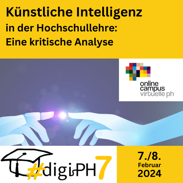 Es ist soweit! ❤️
Wir dürfen Euch herzlichst zu unserer DIGIPH7 mit dem Thema KI in der Hochschullehre einladen.
Weitere Infos und Anmeldung unter:
virtuelle-ph.at/digiph/

Seid gespannt! Wir haben großartige Vortragende für Euch im Programm.
Euer #vphteam

#lernenvomSofaaus