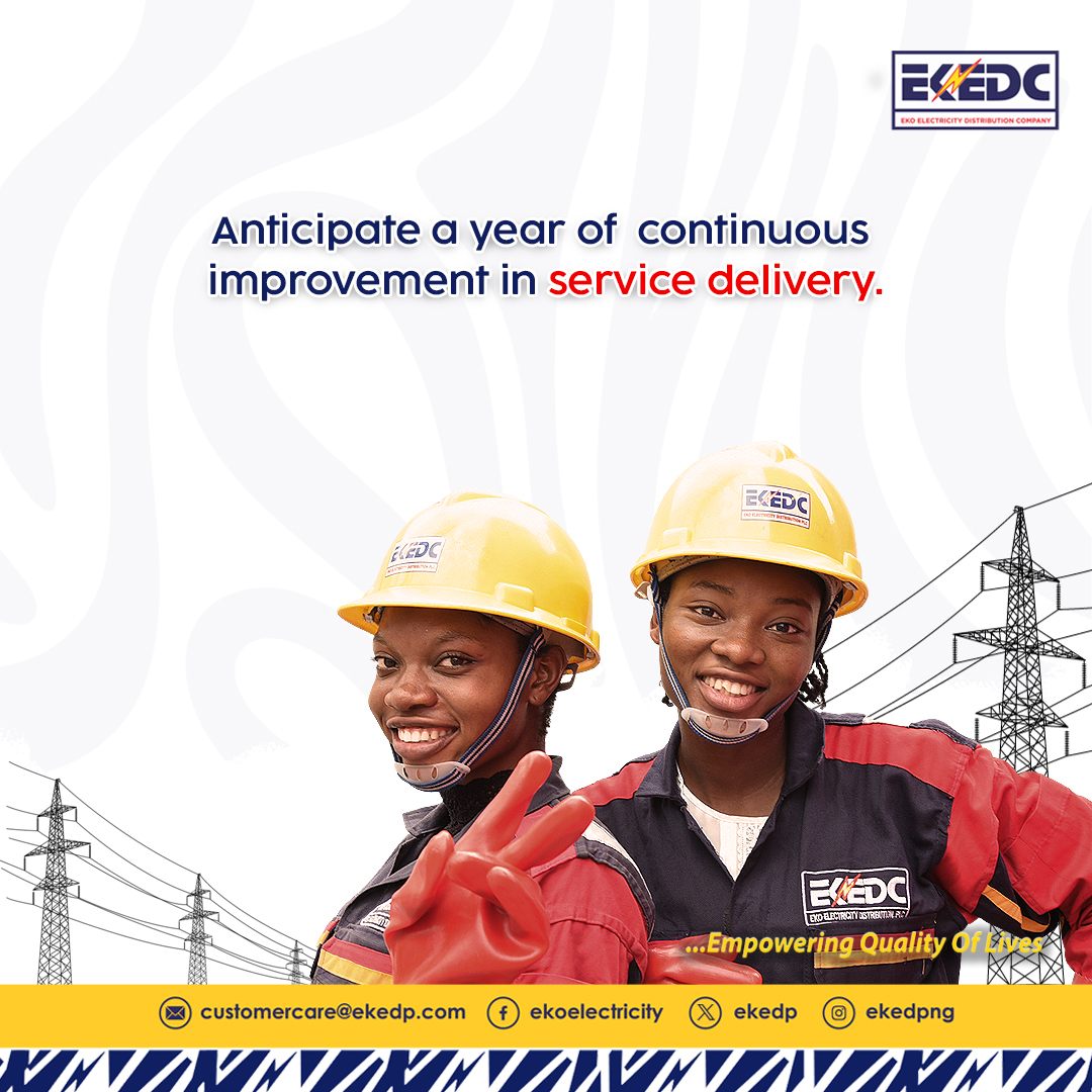 The new year signifies more than a mere shift in the calendar; It symbolizes our commitment to an improved service delivery. As we welcome the new year, our determination remains steadfast—to not only meet but surpass your expectations.

#YearOfExcellence #EKEDC #EkoElectricity…
