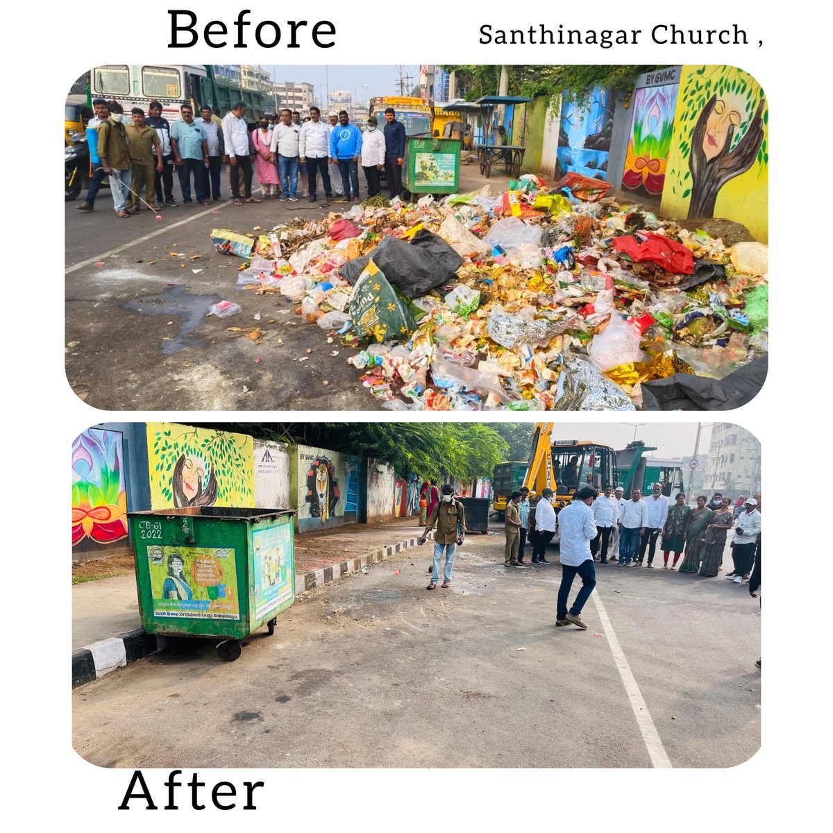 GVMC_VISAKHA's tweet photo. In view of the ongoing state wide sanitation workers strike, Deputy Mayor Sri J Sridhar along with sanitation staff conducted special sanitation drive in various areas of Ward 52.
#SupportGVMC
#EcoVizag
#ISupportEcoVizag https://t.co/Ecfq5d69mj