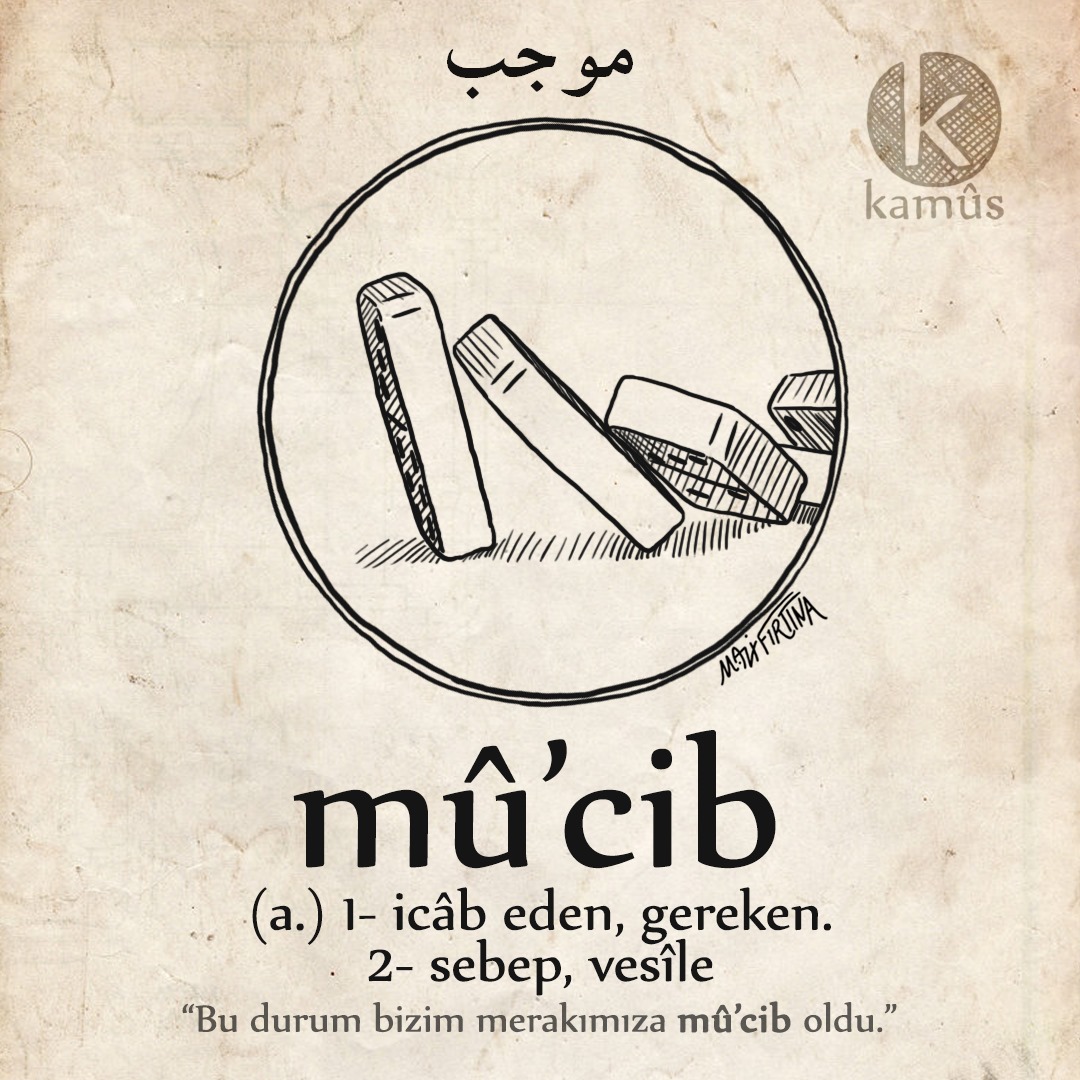 kullukyapbiraz's tweet photo. mû'cib
مجیب
(arap) 1- icâb eden, gereken. 2- sebep, vesîle.
"Bu durum bizim merakımıza mû'cib oldu."
#kamussozluk
#mucib #icab #turkce #osmanlica #edebiyat #dil #kelime #resim #sozluk #dictionary #word #draw #24 https://t.co/vMwfTLl6w3
