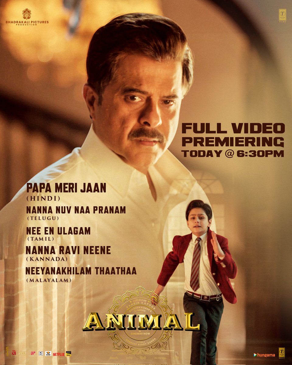 #PapaMeriJaan #NannaNuvNaaPranam #NeeEnUlagam #NannaRaviNeene #NeeyanakhilamThaathaa full video premiering today at 6:30 pm❤️‍🔥

linktr.ee/PapaMeriJaan_F…

#Animal 
#AnimalInCinemasNow 
#Animal #AnimalHuntBegins #BloodyBlockbusterAnimal #AnimalTheFilm 

@AnimalTheFilm @AnilKapoor…