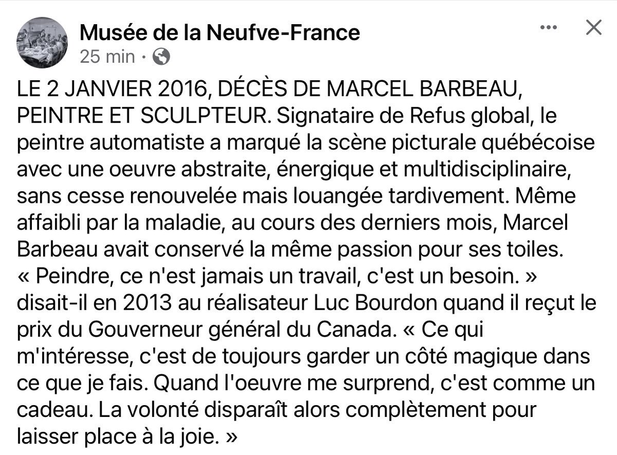 LouLafontaine's tweet photo. Notre histoire.
#NotreCulture
#DevoirDeMémoire
#MarcelBarbeau
#RefusGlobal
https://t.co/oWH9ItBBby https://t.co/1i4Ez7pnKC