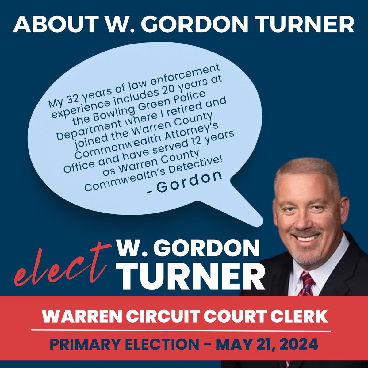 TurnerForClerk's tweet photo. Over the next few months, I want to introduce myself to the citizens of Warren County! Watch for "About W. Gordon Turner" each Tuesday morning! #TurnerForClerk https://t.co/Jkrm2yjHcp