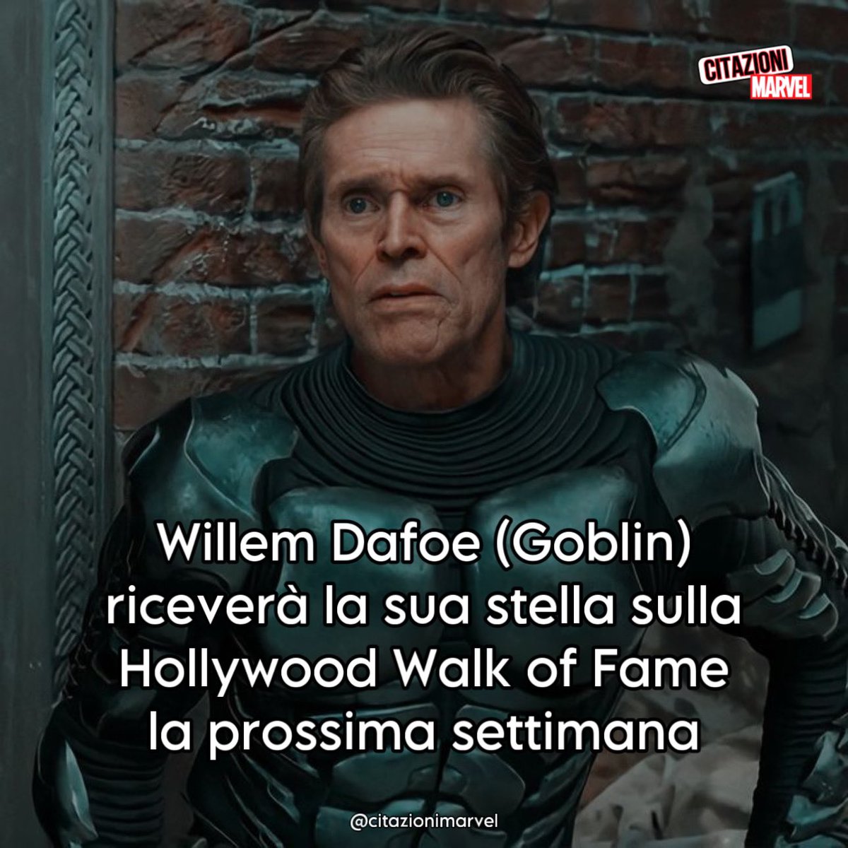 CitazioniMarvel's tweet photo. 📰 NEWS - Willem Dafoe (Goblin) riceverà la sua stella sulla Hollywood Walk of Fame la prossima settimana ⭐️ https://t.co/29SvIUx9kL