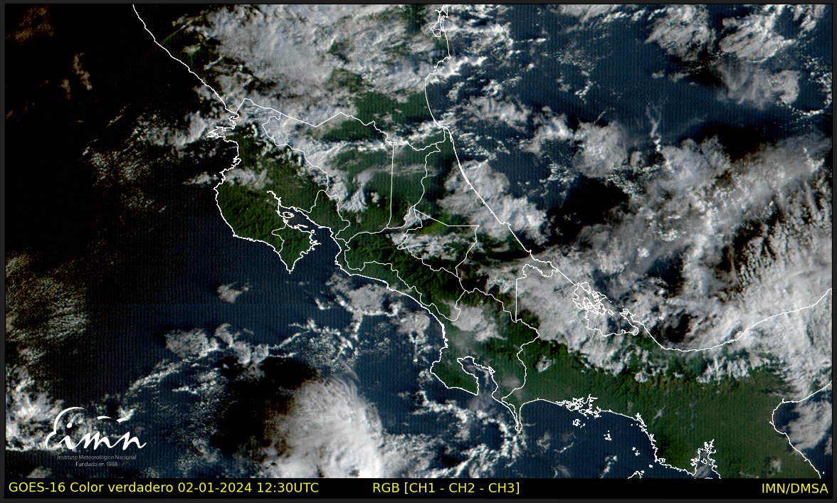#IMN_imagenes ¡Buenos días y feliz año!
La llegada de una masa de aire seco desde el Mar Caribe crea condiciones estables en el país, pero aun así, ingresan nubes ocasionando cielo parcialmente nublado cerca de la costa de Limón y la Zona Norte.