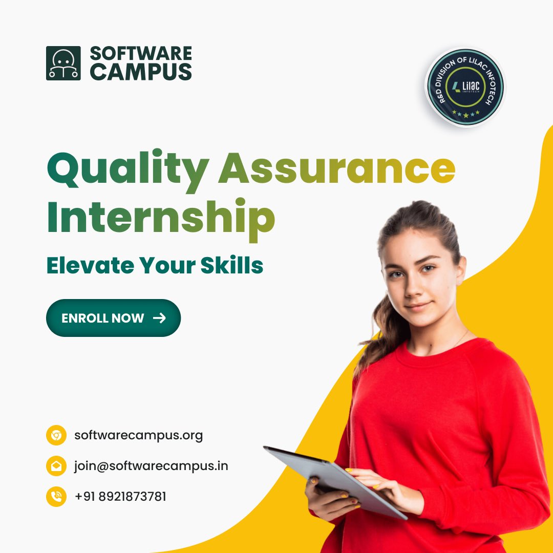software_campus's tweet image. Join our Short-Term Internship Program now! 🚀
In just 2-4 weeks, you'll gain hands-on experience, work with industry experts, and set the foundation for a successful Quality Assurance career. Contact us at +91 8921873781 or email join@softwarecampus.in to get started.