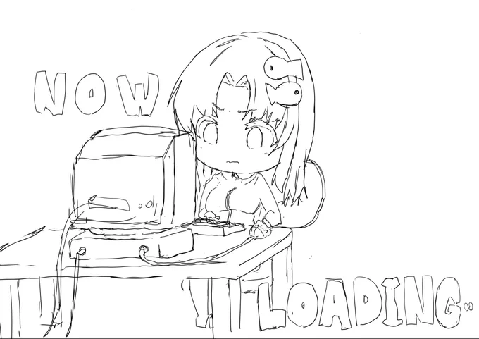 共同製作のロード画面の絵したがきー(掲載許可は貰ってます) 