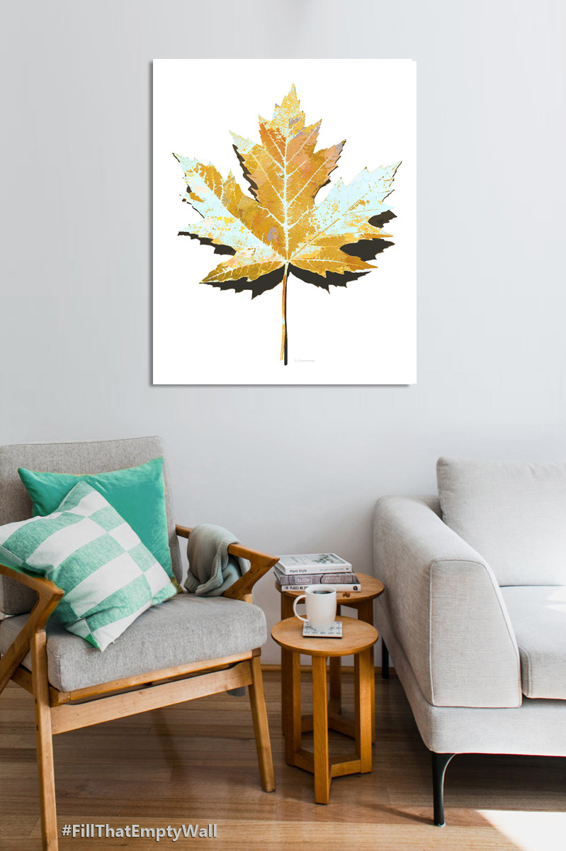 Warm Yellows And Ice Blue to #FillThatEmptyWall Winter Maple Leaf HERE: fineartamerica.com/featured/winte… #maple #mapleleafs #mapleleaves #fall #Autumn #Canada #Canadian #Canadians #vermont #maplesyrup #leaf #leafs #leaves #tree #trees #nature #BuyIntoArt #plants #plant #homedecor