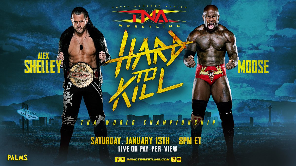 ThisIsTNAUK's tweet photo. .@TheMooseNation challenges @AlexShelley313 for the TNA World Title at #HardToKill! A battle of titans, a clash of eras. Don't miss this epic showdown LIVE on January 13th!
Fans in the UK can order the PPV LIVE via Thriller TV/FITE, YouTube Ultimate Insiders and TNA+ #IMPACTUK https://t.co/8H5LKgz6Pt