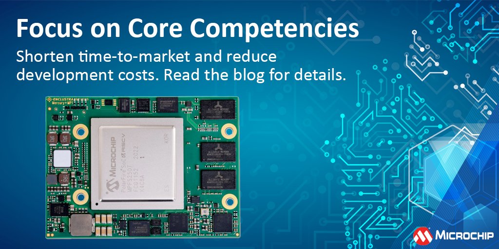 MicrochipTech's tweet photo. Shorten time-to-market and reduce development costs with a compact and powerful PolarFire® FPGA SoC System on Module (SoM). Get details on the blog: https://t.co/Vcfpq08HAY. @Enclustra #RISCV #PolarFire #FPGAs #SystemonModule #SoC https://t.co/1zHD6PQusw