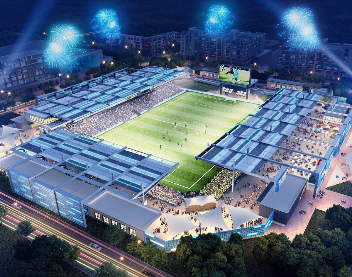 OKCTalk's tweet photo. MAPS 4 stadium planned for area south of Bricktown.  10,000 seats with ability to expand.  FC Energy would be primary tenant but would also host concerts and other events.  Full story and more images:  https://t.co/agYDjJi534 https://t.co/6d4PuQtipo