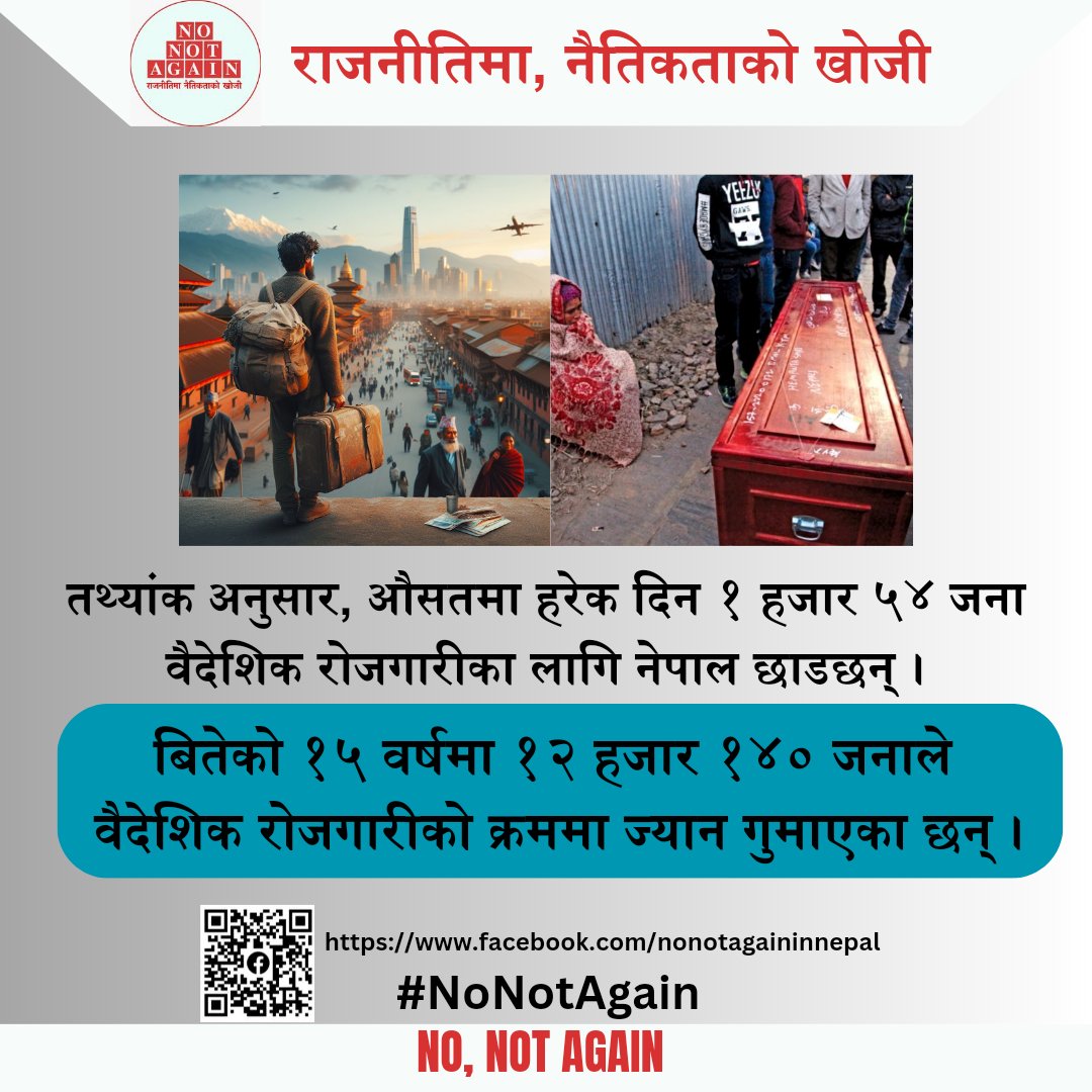 NoNot_Again's tweet photo. बितेको १५ बर्षमा १२ हजार १४० जनाले वैदेशिक रोजगारीको क्रममा ज्यान गुमाएका छन । #NoNotAgain https://t.co/Uh8UeYjdH9