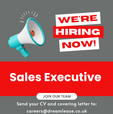 We're expanding our dynamic team and looking 👀 for an exceptional Sales Executive! 

This could be the golden opportunity you’ve been waiting for! 

Apply by emailing your CV and cover letter to careers@dreamlease.co.uk 

#SalesExecutive #Jobs #CarLeasing #Hiring