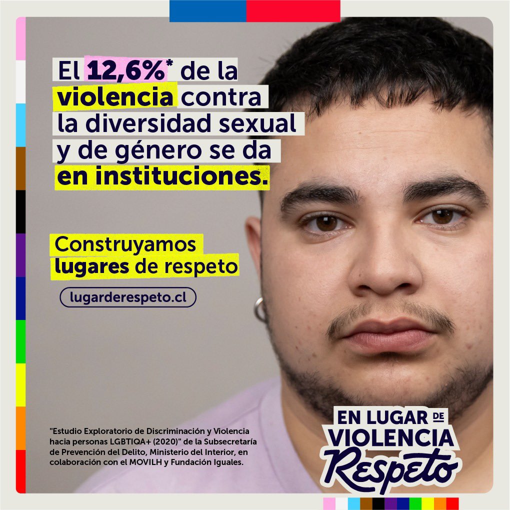 #EnLugarDeViolenciaRespeto ayudemos a erradicar 🤚🏼la violencia y discriminación contra la comunidad LGBTIQA+ 🏳️‍🌈🏳️‍⚧️

📲Más información en lugarserespeto.cl