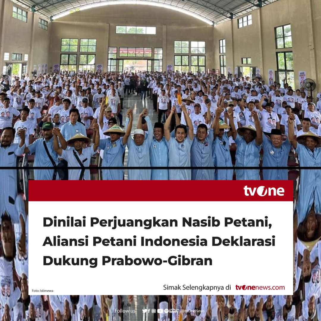 Ribuan petani yang tergabung dalam Aliansi Petani se-Kabupaten Kudus mantap memberikan dukungannya kepada pasangan Capres-Cawapres, Prabowo Subianto dan Gibran Rakabuming Raka dalam perhelatan Pilpres 2024 mendatang.

Dalam deklarasinya yang bertempat di Gedung Griya Yudha Reksa,