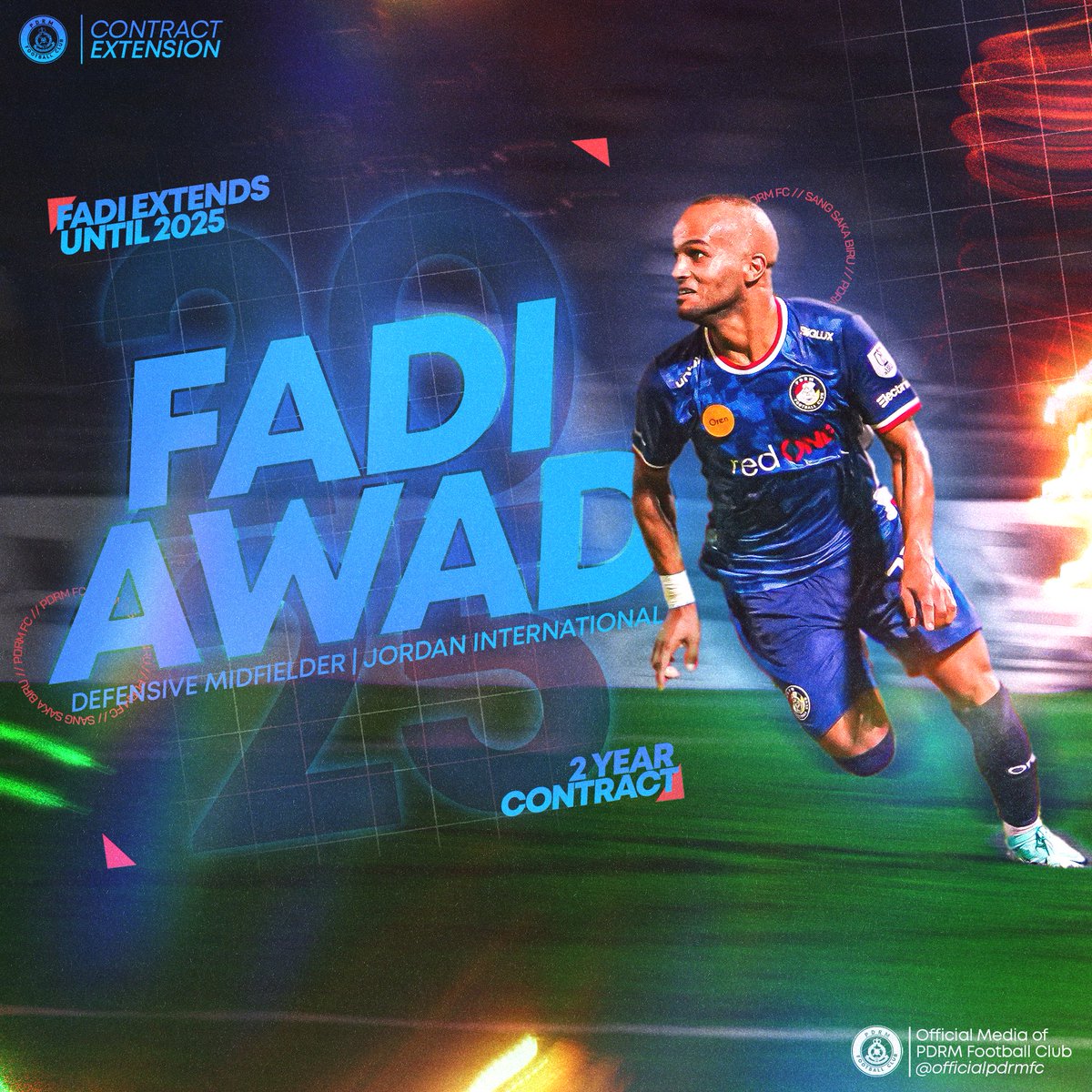 pdrmfcmy's tweet photo. FADI AWAD IS STILL A COP โ๐ป
We are delighted to announce the contract extension of Jordan international midfielder, Fadi Awad to a 2 year contract. He will be with us until 2025! ๐ฏ๐ด
#pdrmfc #sangsakabiru #upthecops #atourownpace https://t.co/5KEw8i1OsJ