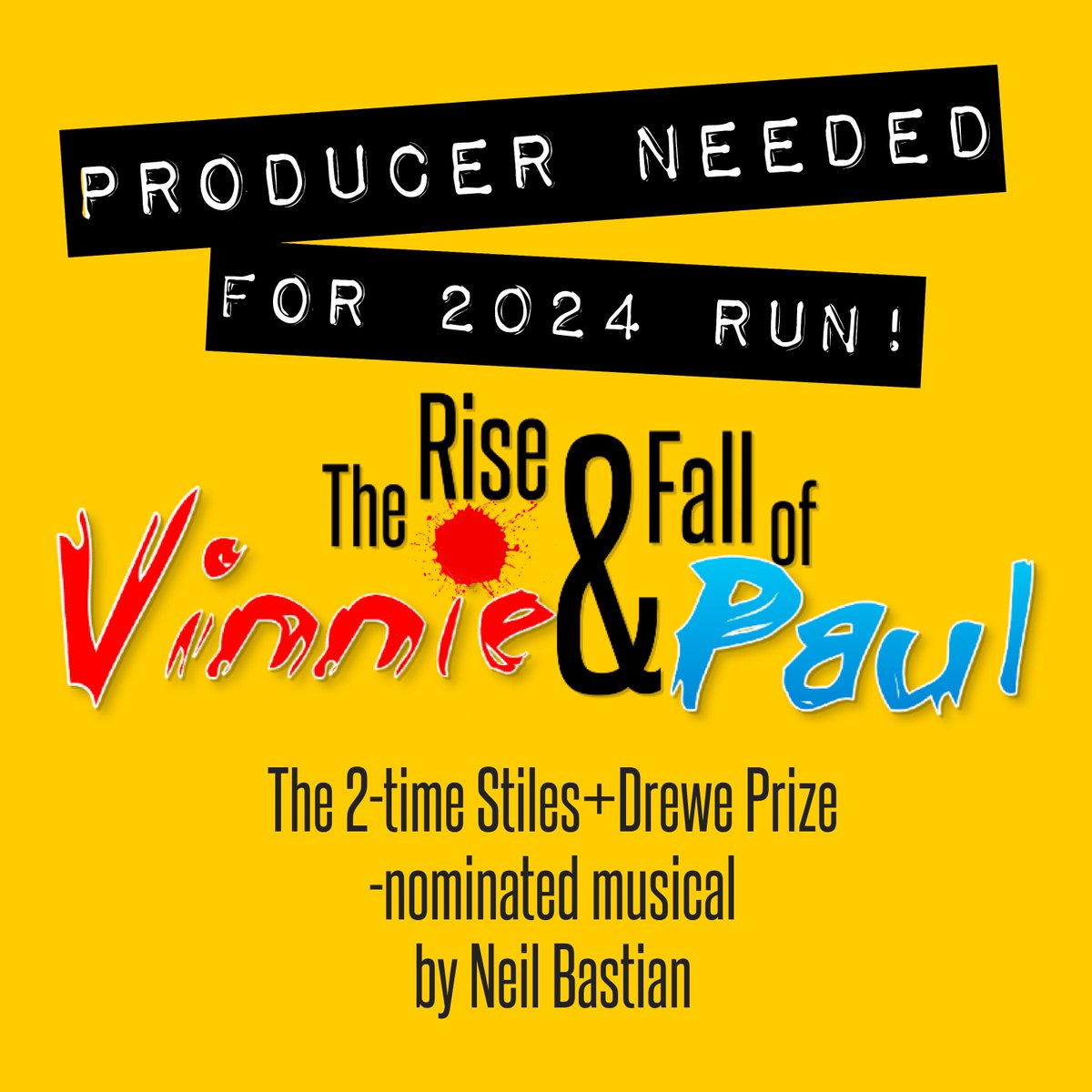 As Velma Kelly said, "I just can't do it alone"!

If you're a producer who loves new musicals, please get in touch if you want to help me take this show to the next level in 2024 - mail@neilbastian.com

🌻Songs and videos: vinnie-paul.com🌻