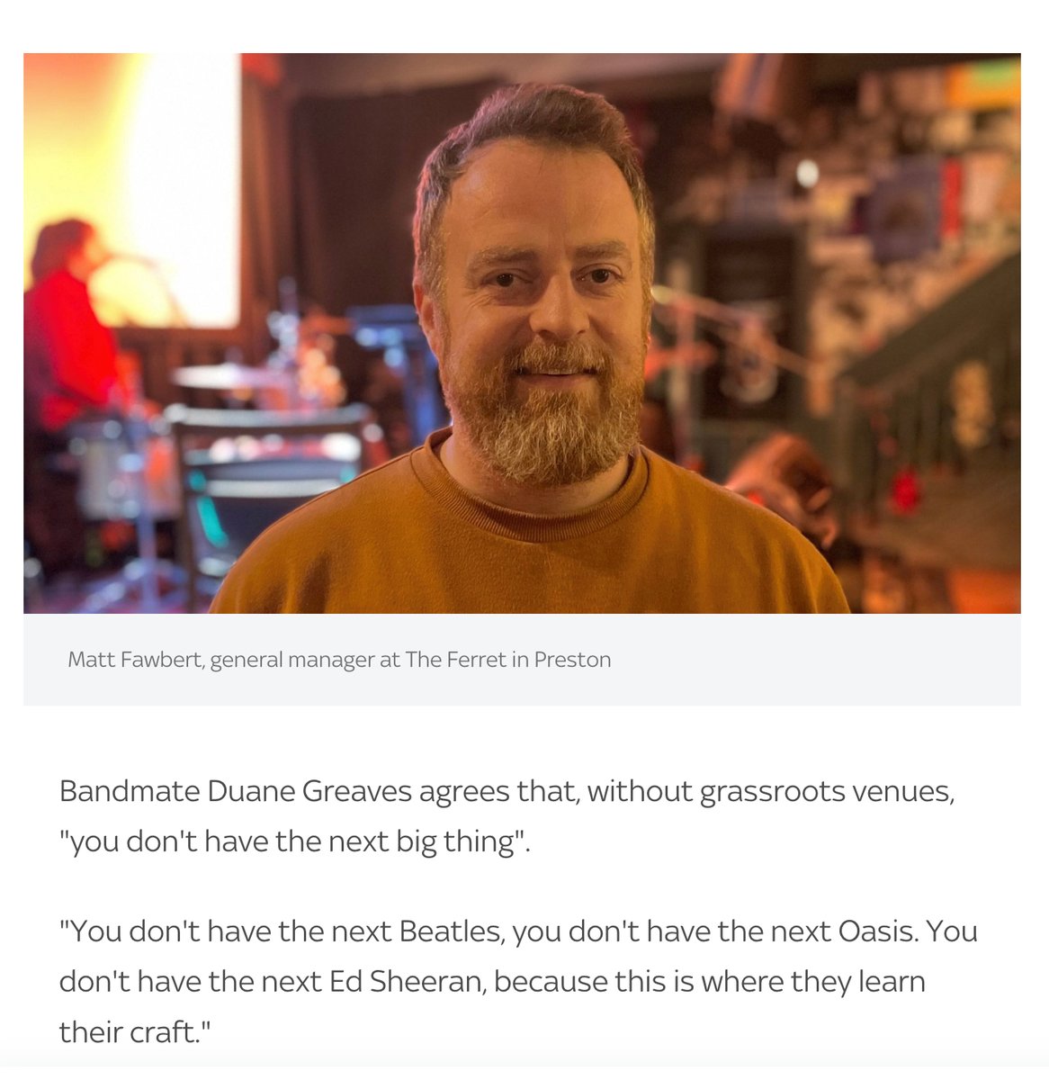 Just before Christmas, Sky News came down to talk to us about the current situation for Grassroots Music Venues & The Ferret in particular - as well as MVT's #OwnOurVenues scheme, which is still moving forward!