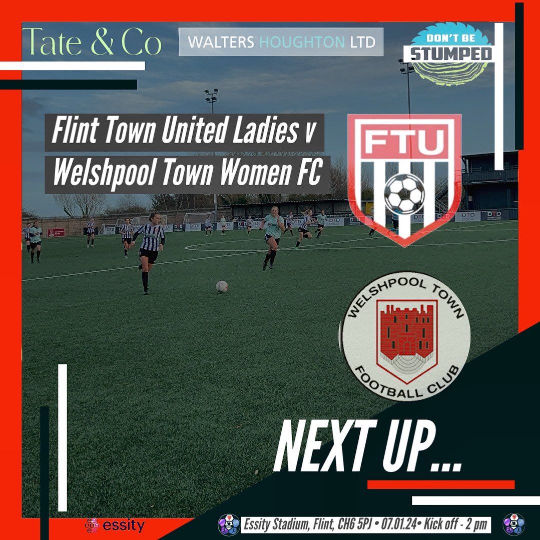 𝑯𝑨𝑷𝑷𝒀 𝑵𝑬𝑾 𝒀𝑬𝑨𝑹!! Join us as we welcome Welshpool Town Women to the Essity this Sunday with our first game of 2024!!! 🗓️Sunday 7th January 📍Essity Stadium, Flint, CH6 5JP ⏰Kick off - 2 pm 🎟️ Adults £3, u16 free Hope to see you there⚫️⚪️