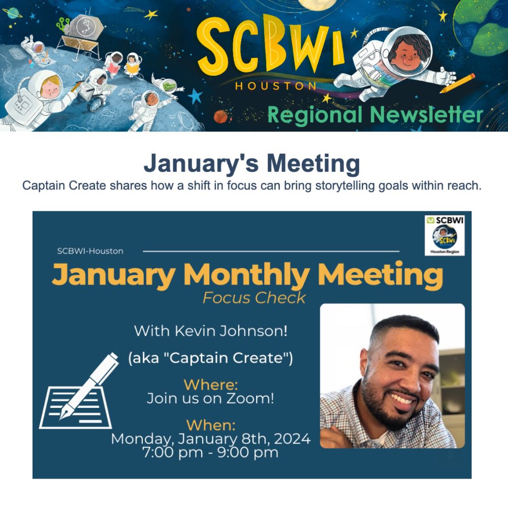 Join me on the Houston SCBWI Zoom on January 8th, where I will discuss how a shift in focus can bring storytelling goals within reach. Register here! > tinyurl.com/w99js5t4 @SCBWIHouston